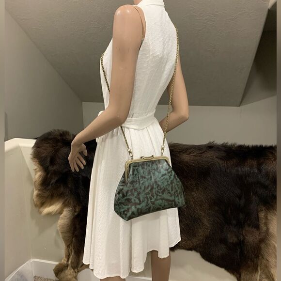 Vintage Handmade Genuine Premium Leather Push Lock Clutch/Shoulder Bag/Crossbody - Picture 7 of 16